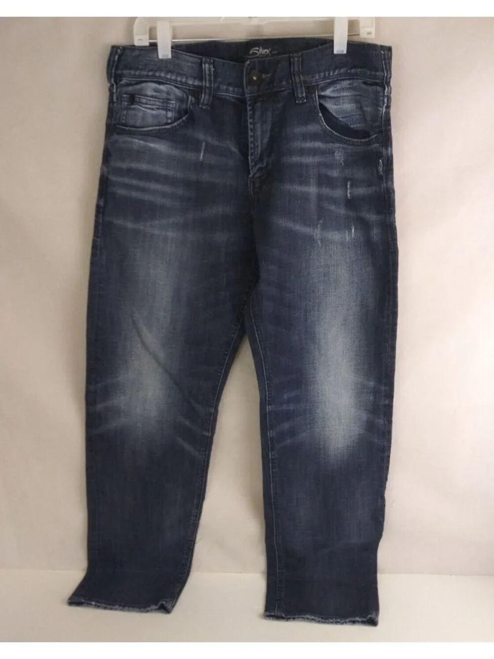 Silver Eddie Men's Distressed Whiskered Bootcut Jeans Size 33x32